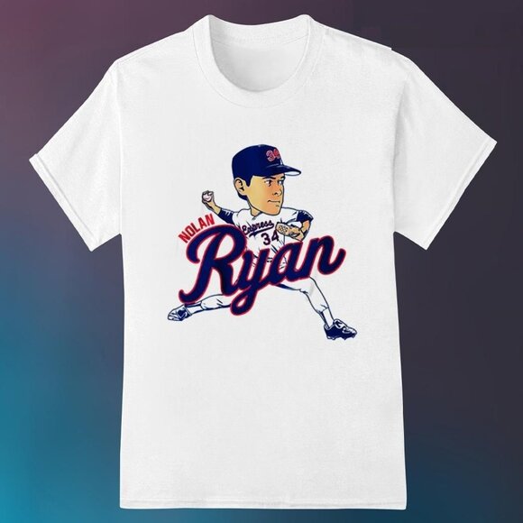 Nolan Ryan Texas Caricature Baseball Legend Sports Fan Graphic T-Shirt 166 - Picture 1 of 5
